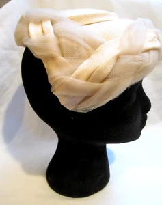 Vintage Veeda Louisa Damen weiß elfenbein Designer Fapper Stil Hut Millinery Pillendose - Bild 1 von 19