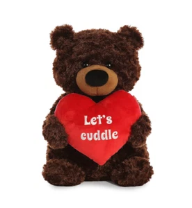 Aurora World Large Let's Cuddle Bear Plush Animal Red Heart Soft Multicolor 17" - Picture 1 of 1