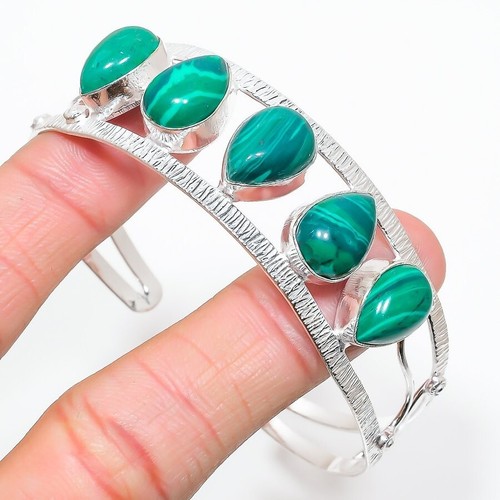 VALENTINO Bracciale gioiello argento sterling 925 pietra preziosa malachite verde regolabile