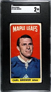 1964-65 Topps Hockey #75 Carl Brewer Toronto Maple Leafs - SGC 2 Good - Picture 1 of 2