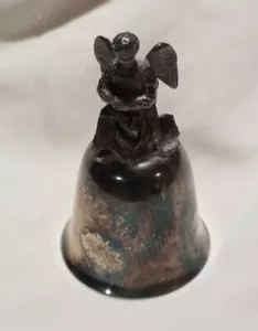 Vintage Silver Bell W Angel Topper The Danbury Mint 1975 Decorative Collectible - Picture 1 of 10