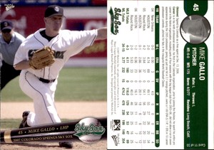 Mike Gallo 2007 MultiAd Colorado Springs Sky Sox #11 Card *AutographDen*