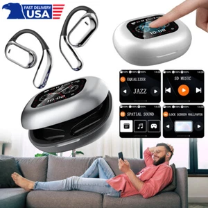 LED Over The Ear Earbuds Noise Cancelling Bluetooth V5.4 Wireless Open Earphones - Picture 1 of 25