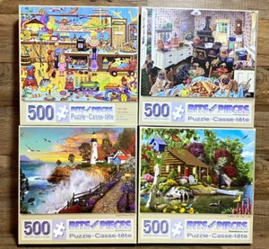 KONVOLUT / 8 - TEILE PUZZLE - 500 TEILE - HÜTTE - SEE - LEUCHTTURM - SPIELZEUGLADEN - Bild 1 von 11