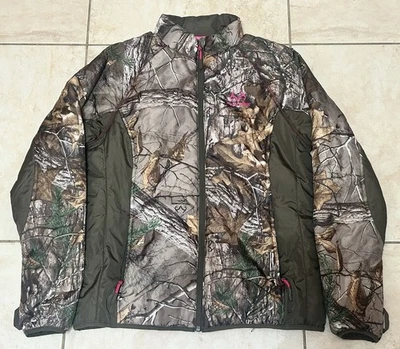 Chaqueta de mujer Realtree camuflada Thinsulate Puffer verde rosa poliéster grande 42-44 Foto 1 de 4