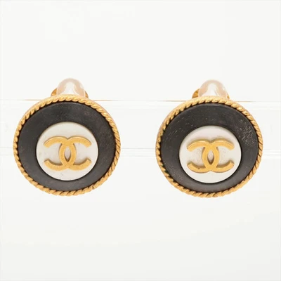 Pendientes redondos Chanel Coco Mark negros #1093 Foto 1 de 4