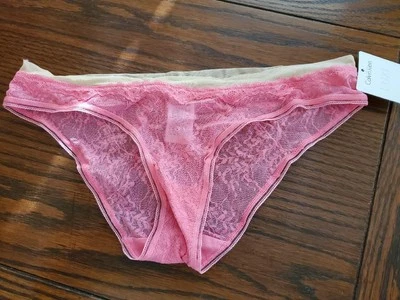 BRAGAS BIKINI CALVIN KLEIN LUXE NYLON ENCAJE ROSA D3402 2BB M NUEVAS CON ETIQUETAS Foto 1 de 2