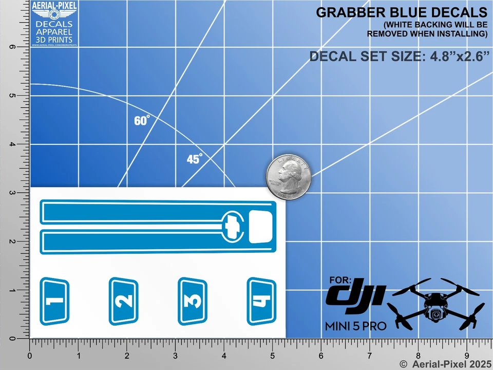 DJI Mini 5 Pro Racing Stripes With Battery Decals Number #1-4 Sticker Skin - Image 1 of 3