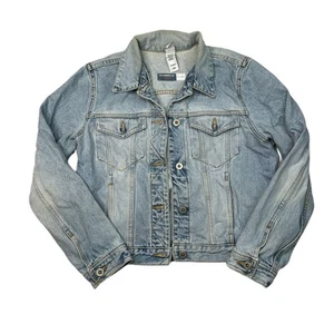Liz Claiborne Y2K Cropped Jean Trucker Jacket VTG Light Wash MP Medium Petite - Picture 1 of 5