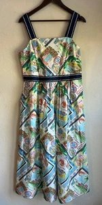 Talbots Modern Poplin Fit Flare Midi Maxi Dress 10 NWT Summer Vista Resort Retro - Picture 1 of 9