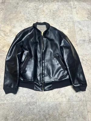 Sears Fieldmaster Vintage Black Leather Jacket Car Coat - Image 1 of 4