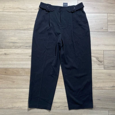 Club Monaco Women's Self Buckle Wool Blend Pants Size 12 Black - Image 1 of 4