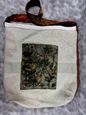 Bolso Bandolera Tapiz Boho De Colección Reciclado Algodón Floral Bolsillo Único 1990’ Foto 1 de 4