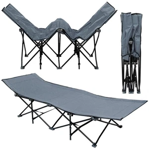 AMANKA Faltlbett Faltliege Feldbett Grau | Camping-Metall-Klappiege ca. 190x70cm - Bild 1 von 12