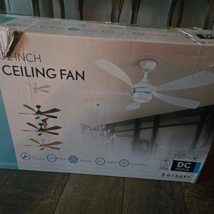 52" Wifi Smart Ceiling Fan Black - LED Memory Function Bedroom - Picture 1 of 4