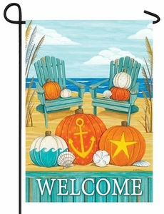 Coastal Beach Pumpkins Garden Flag - Picture 1 of 1
