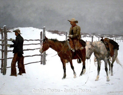 GOODS GALORE Fall of the Cowboy 8.5x11" Photo Print Frederic Remington Art Horses Fence West