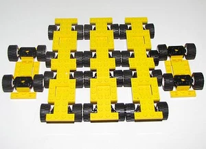 LEGO LOT OF 8 YELLOW CARS VEHICLES WITH TREADED WHEEL TRUCK PARTS PIECES - Picture 1 of 1