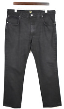 Lee Brooklyn Straight Jeans Uomo W40/L30 Nero Elasticizzato Logo Zip