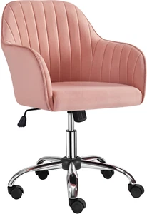 Pink Desk Chair Cute Office Chair Velvet Vanity Chair Desk Chair Comfy Modern Ae - Picture 1 of 9