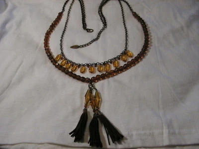 Coldwater Creek Antichizzato Color Oro, Ambra & Marrone Lucite Nappe Collana - Immagine 1 di 4