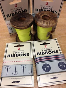 Novelty fabric grosgrain ribbon 6m (2x 3m pack) buttons sewing John Lewis - Picture 1 of 6