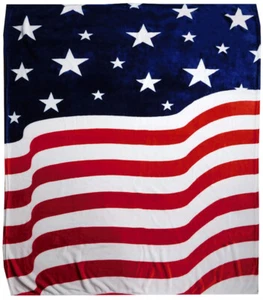 USA American Patriotic 50 Star Flag 50”x60” Fleece Blanket Throw PREMIUM QUALITY - Picture 1 of 3