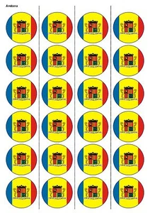24X VORGESCHNITTENE ANDORRA FLAGGE GEBURTSTAG ESSBAR OBLATENPAPIER, CUPCAKE, TORTENAUFLEGER 1151 - Bild 1 von 1