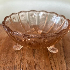 Vintage Art Deco Pfirsich / Lachs Rosa Glas Zuckerdose / Bon Bon Schale. Hübsch. - Bild 1 von 6