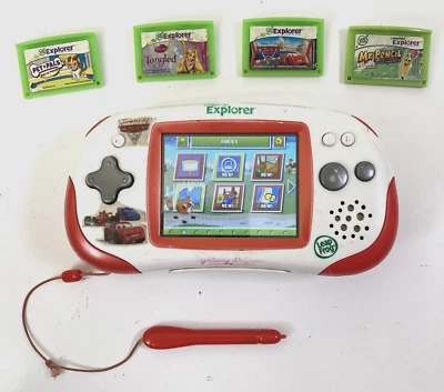 Leap Frog Explorer Lightning McQueen Game and 4 Learning Games, Cars 2,Free Ship - Image 1 of 4