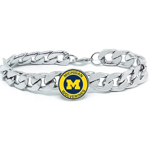 Michigan Wolverines Mens Link Chain Bracelet Gift D4 Cover