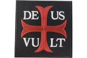 DEUS VULT GOD WILLS EMBROIDERED IRON ON PATCH**FREE SHIPPING** - Picture 1 of 1