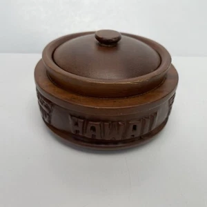 Trinket Box Vintage Wood Hawaii Hand Carved Jewelry Stash Engagement Ring Box - Picture 1 of 9