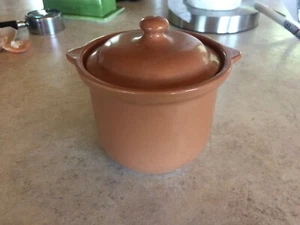 WELLER Pottery Light Brown Pot Canister Bean Jar With Lid - Picture 1 of 5