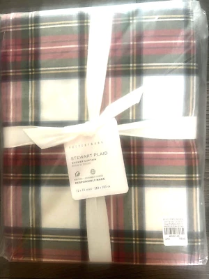 Pottery Barn Stewart Plaid  72" Shower Curtain-Holidays-Christmas-NEW-FAST SHIP - Image 1 of 4