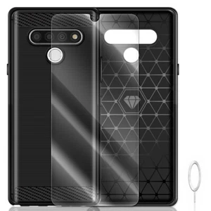 Wear-Resisting Screen Protector Carbon Fiber Case for LG Stylo 6 LM-Q730AM Phone - Picture 1 of 1