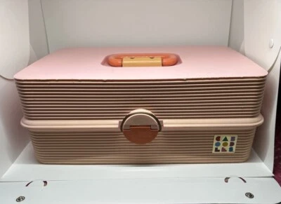 VTG 90s Caboodles 2420 Makeup Jewelry Organizer Travel Carrying Case Handle Pink - Image 1 of 4