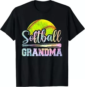 Softball Grandma Softball Player Game Day Mother Tie Dye T-Shirt - Picture 1 of 5