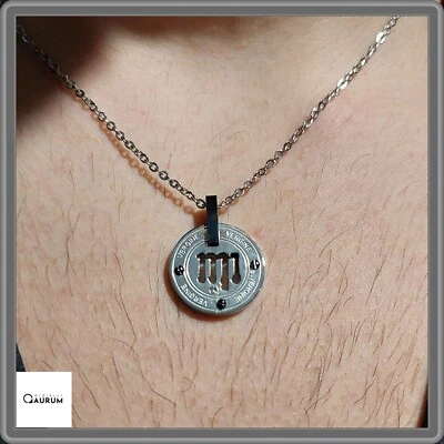 Collana uomo acciaio inox con segno zodiacale Vergine catena zodiaco da in - Immagine 1 di 4