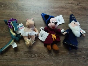 Disney Mini Bean Bag Plush Lot Fantasia Mickey Alligator Hippo & Merlin -R1013 - Picture 1 of 4