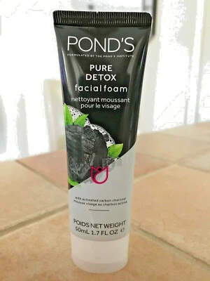 PONDS Pure Detox facial foam w/ activated carbon charcoal face neck massage cara - Image 1 of 3