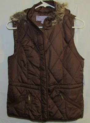 NEW LAURA SCOTT WOMENS OUTERWEAR CHESTNUT BROWN VEST SZ M - Image 1 of 3