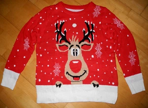 Ugly Weihnachts Pullover rot Damen Unisex HÄSSLICH Pulli Weihnachten M L 38 40 - Bild 1 von 6