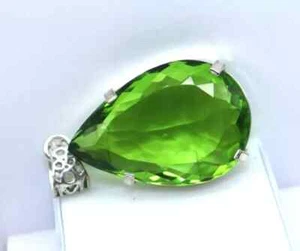 70 Kt Grüntopas Birnenschliff 925 Sterling Silber Edelstein Anhänger Schmuck - Bild 1 von 7