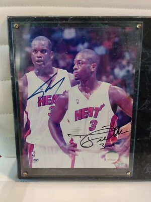 SIGNED Dwayne Wade/ Shaquille O'Neal Miami Heat Autographed PLAQUE CERTIFIED COA - Image 1 of 4