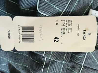 NUEVO Pantalones de vestir Escada para mujer talla 42 gris a rayas de lana pantalones carrera WTW  Foto 1 de 4