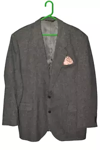 50R AMERICAN TREND Herren grau Herringbone Vintage Tweed Lämmer Wollmischung Mantel - Bild 1 von 15