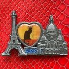 FRANCE🇫🇷METAL FRIDGE MAGNET✅PARIS CHAT NOIR CABARET HEART TOURISTIC SOUVENIR🎗