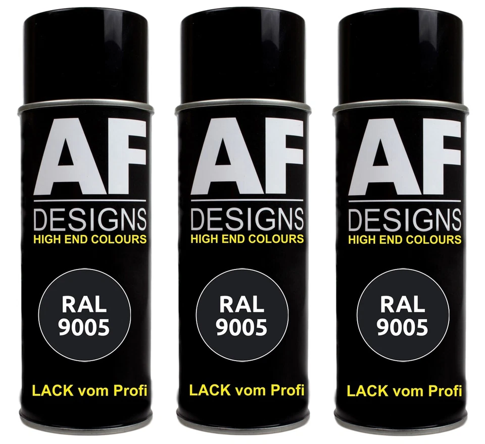 3x RAL Lackspray Buntlack Sprühdose Spraydose schwarz RAL9005 TIEFSCHWARZ glänze - Bild 1 von 1