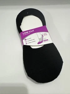 PEDS Womens No Show Low Cut Cushion Socks Black Extended Size 8-12 - Picture 1 of 2